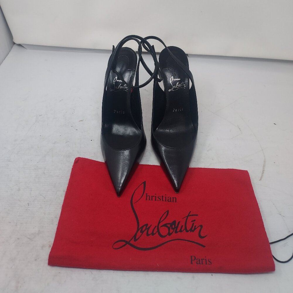 Christian Louboutin Black Strappy Condora Leather Heel Shoe - Picture 7 of 13